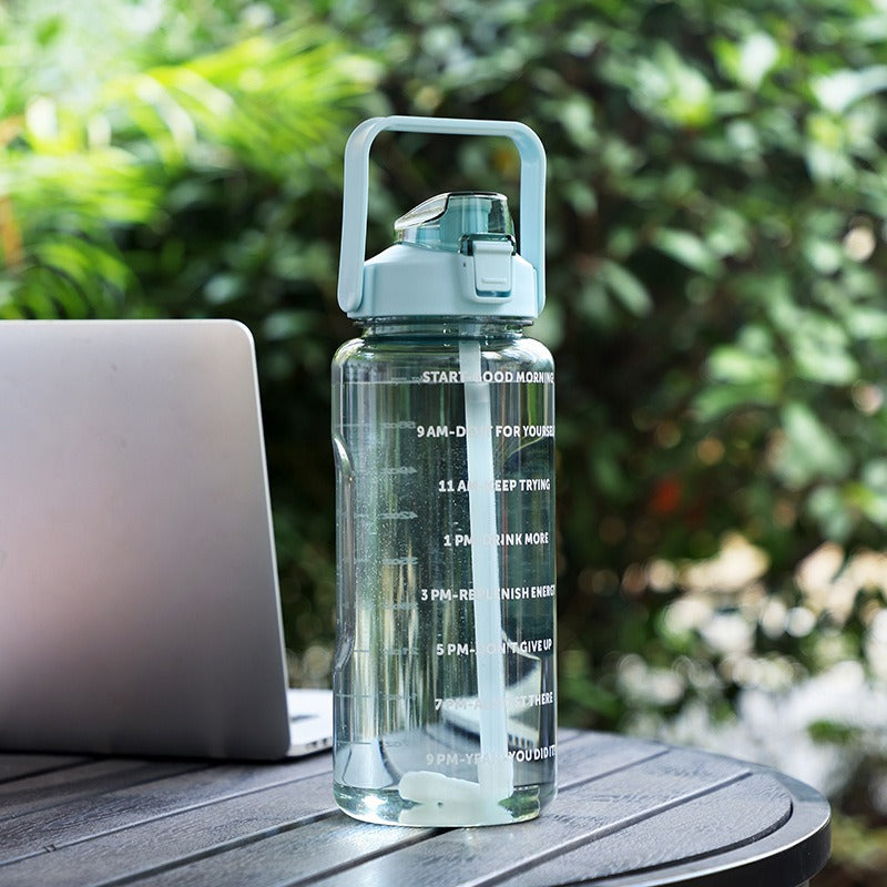 Premium 2L Water Bottle with Straw – Large Capacity Portable Sports Travel Bottle, High-Value Fitness Cup, Big Fat Design for