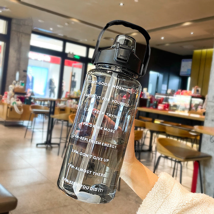 Premium 2L Water Bottle with Straw – Large Capacity Portable Sports Travel Bottle, High-Value Fitness Cup, Big Fat Design for