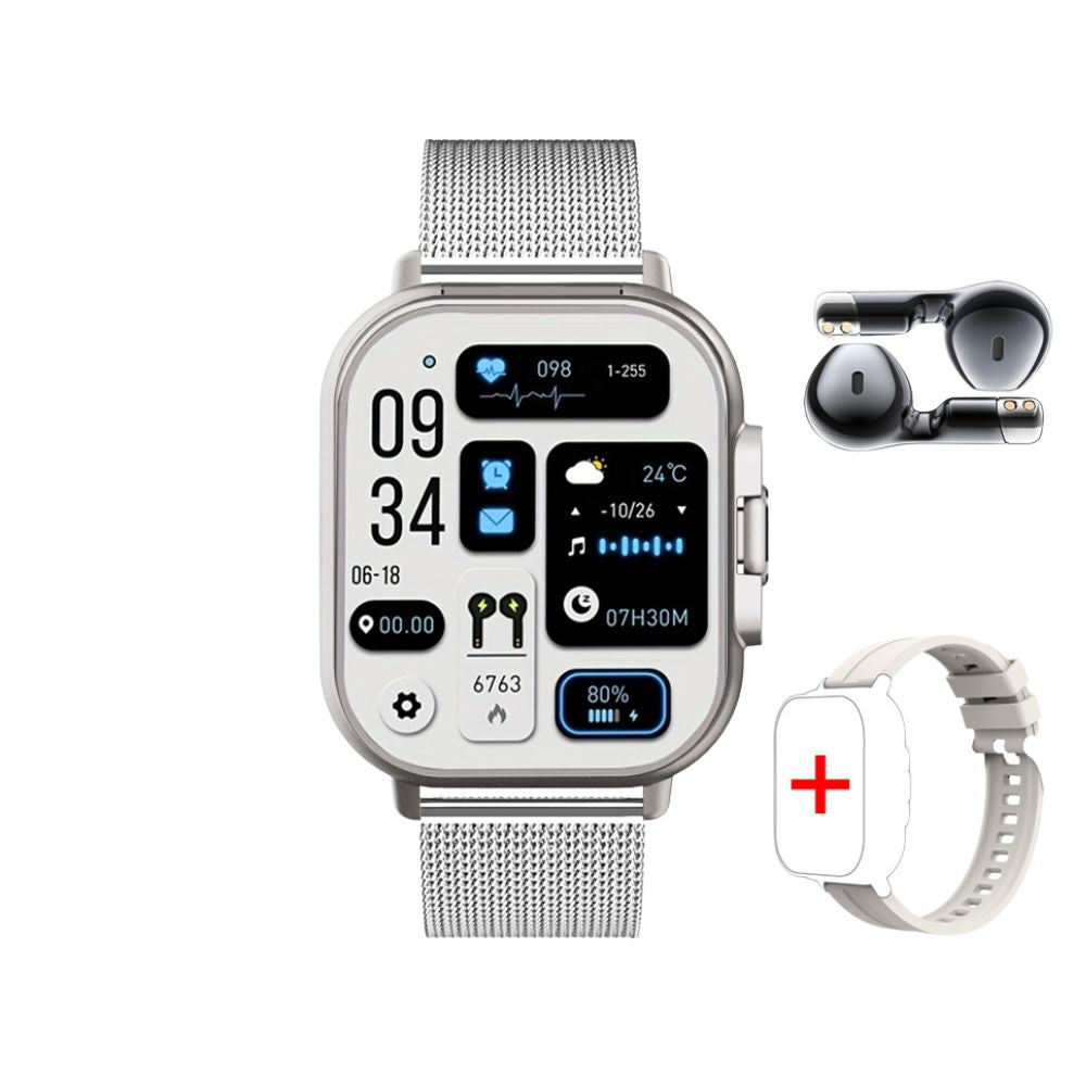 Premium 2024 Smartwatch with Earphones – Bluetooth Call, GPS Tracker, Heart Rate Monitor, Music Playback, Fitness Tracker, 