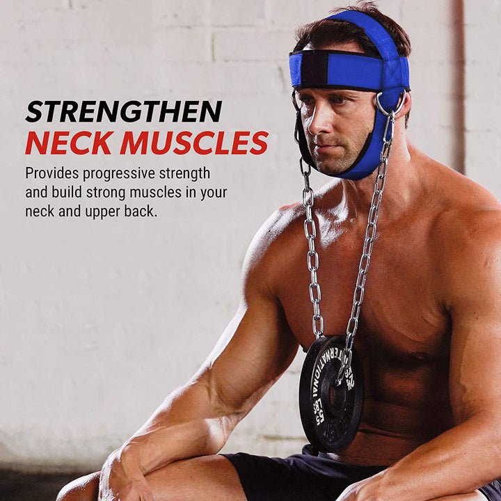 Premium Neck Training Harness for Strength & Muscle Power - Adjustable Head & Neck Weight Lifting Strap - Gym Fitness 