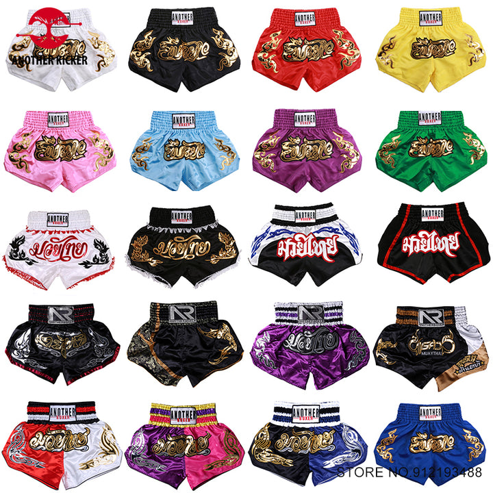 Premium Muay Thai Shorts 2024 – Unisex Boxing & Kickboxing Training Pants with Embroidery, Wide-Leg Design for Men,  