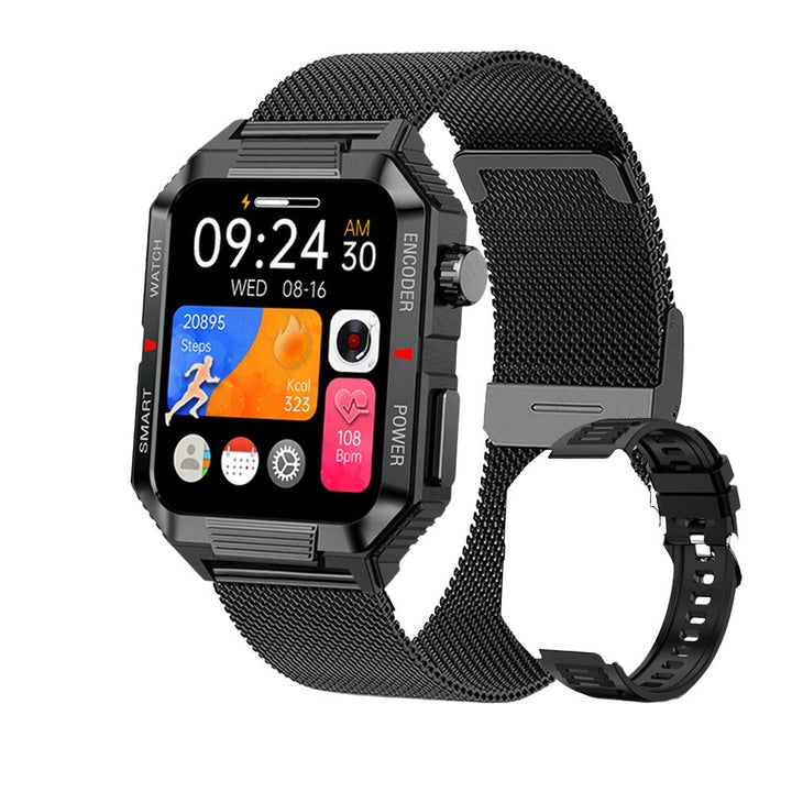 Premium GPS-Fitness-Tracker-Smartwatch mit 1,99 Zoll HD-Bildschirm, Herzfrequenz-, Blutdruck-, EKG- und Blutsauerstoffüberwachung – Bluetooth-Anruf, NFC, über 100 Trainingsmodi, wasserdicht