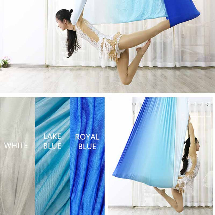 Premium Aerial Silks Yoga Hammock – Gradient Color Anti-Gravity Swing for Flying Yoga, Low Stretch Fabric, Available in 4-7M