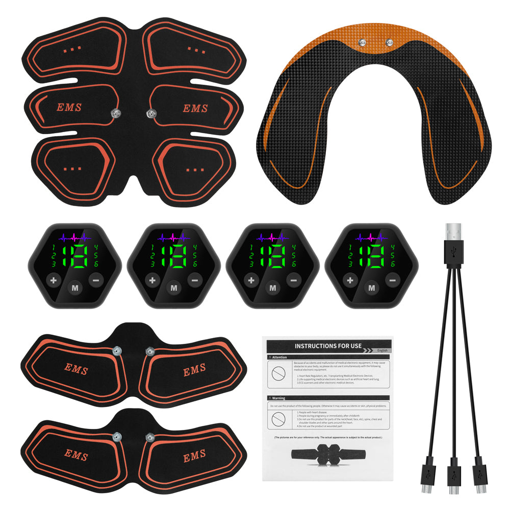 Premium EMS Muscle Stimulator Abdominal Hip Trainer with LCD Display | USB Rechargeable Fitness Toner for Body Slimming & 