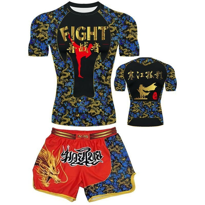 Premium MMA Boxing Training Set – UFC Fighting Suit for Men, Women & Children, Breathable Quick Dry Short Sleeve Sports Wear