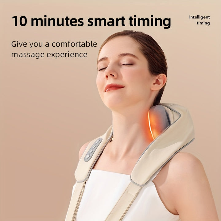 Premium Neck and Shoulder Massager with Heat | Deep Tissue Shiatsu Electric Kneading Pillow for Pain Relief | Wireless Body
