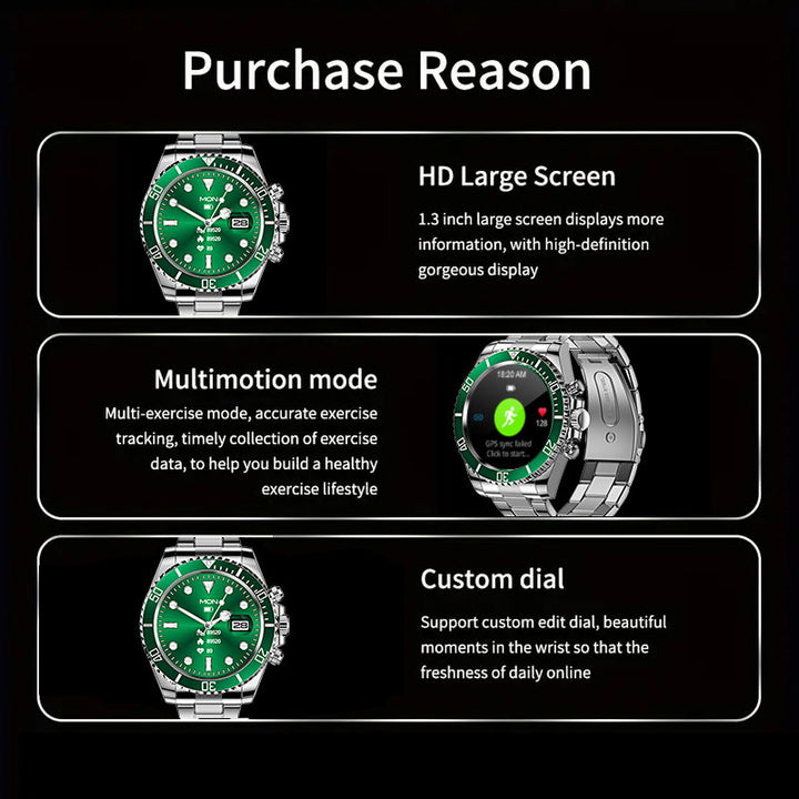 Premium Men's Sport Watch, Luxury Stainless Steel Analog Quartz, Fashionable Casual & Business Design, Large Dial, Calendar 