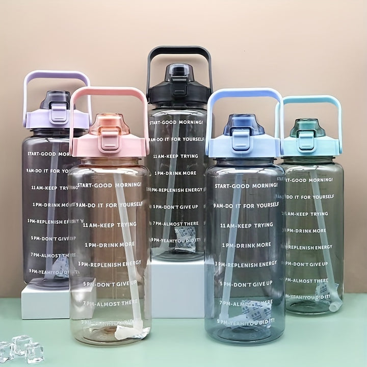 Premium 2L Water Bottle with Straw – Large Capacity Portable Sports Travel Bottle, High-Value Fitness Cup, Big Fat Design for
