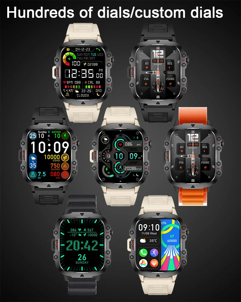 Premium GPS-Fitness-Tracker-Smartwatch mit 1,99 Zoll HD-Bildschirm, Herzfrequenz-, Blutdruck-, EKG- und Blutsauerstoffüberwachung – Bluetooth-Anruf, NFC, über 100 Trainingsmodi, wasserdicht