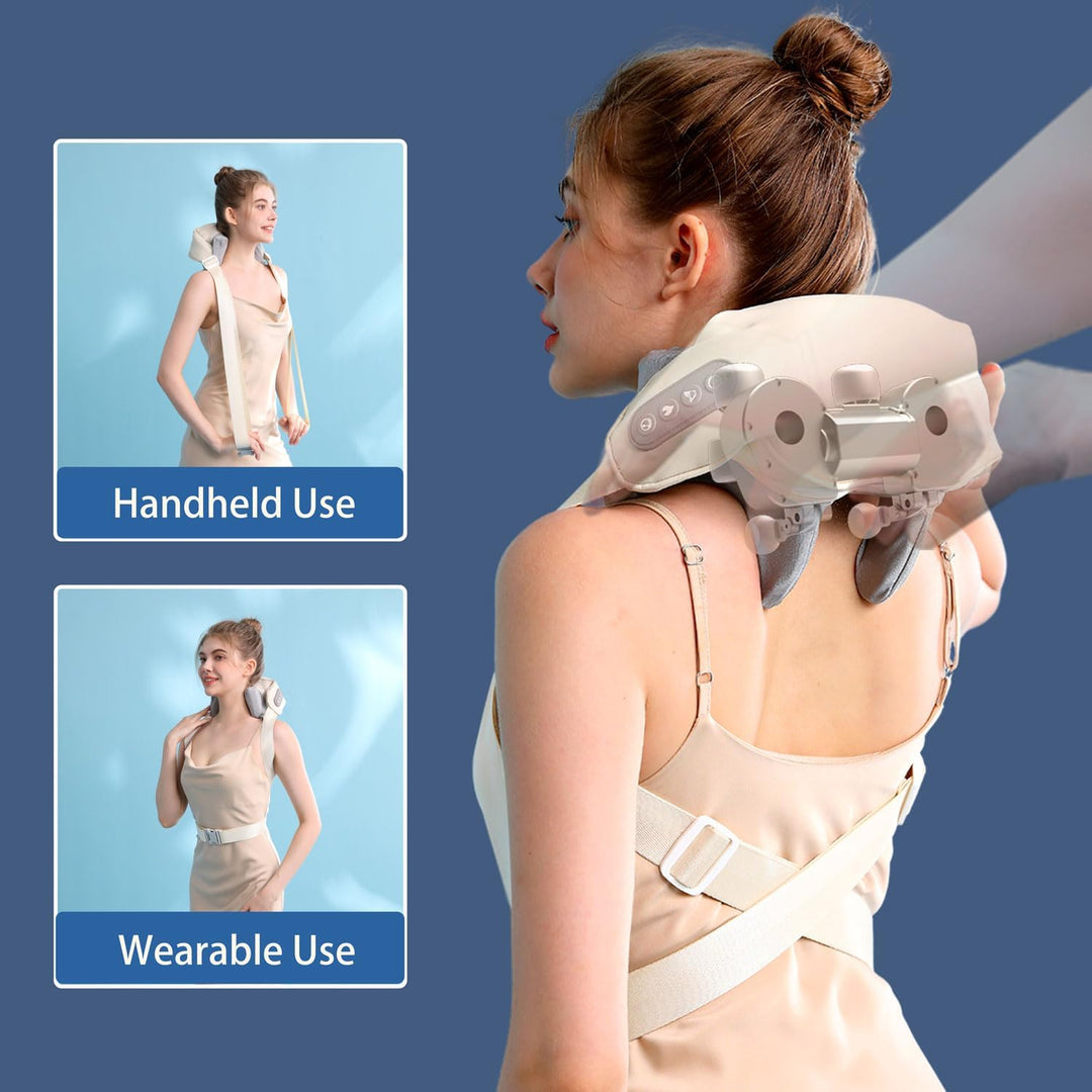 Premium Neck and Shoulder Massager with Heat | Deep Tissue Shiatsu Electric Kneading Pillow for Pain Relief | Wireless Body