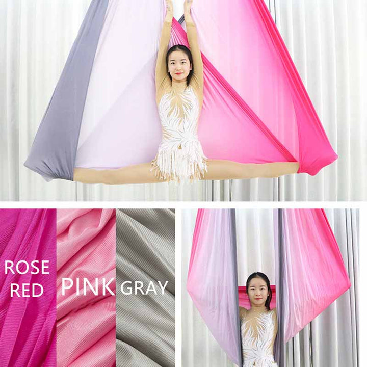 Premium Aerial Silks Yoga Hammock – Gradient Color Anti-Gravity Swing for Flying Yoga, Low Stretch Fabric, Available in 4-7M
