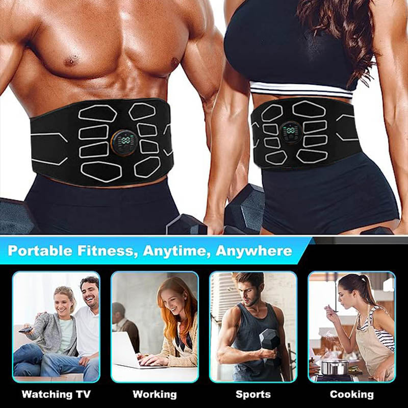 Premium Abdominal Toning Belt - Electronic Muscle Stimulator for Home and Office Fitness, USB Rechargeable, 10 Training