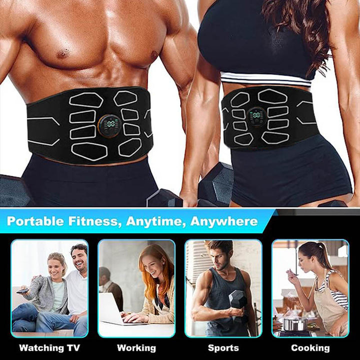 Premium Abdominal Toning Belt - Electronic Muscle Stimulator for Home and Office Fitness, USB Rechargeable, 10 Training