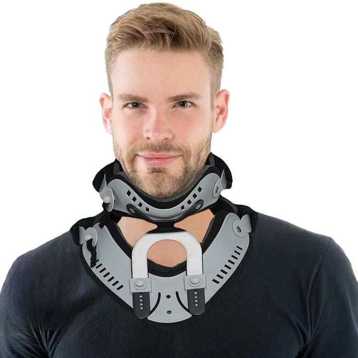 Premium Adjustable Neck Brace Support Orthosis for Pain Relief, Ergonomic Cervical Collar with 360° Sponge Wrap and Traction 