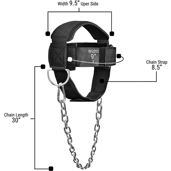 Premium Neck Training Harness for Strength & Muscle Power - Adjustable Head & Neck Weight Lifting Strap - Gym Fitness 