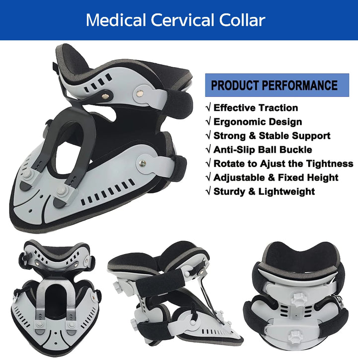Premium Adjustable Neck Brace Support Orthosis for Pain Relief, Ergonomic Cervical Collar with 360° Sponge Wrap and Traction 