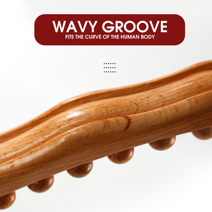 Premium Beech Wood Massage Stick with 20 Beads for Acupressure & Scraping Therapy – Relaxing Back, Neck & Body Treatment 