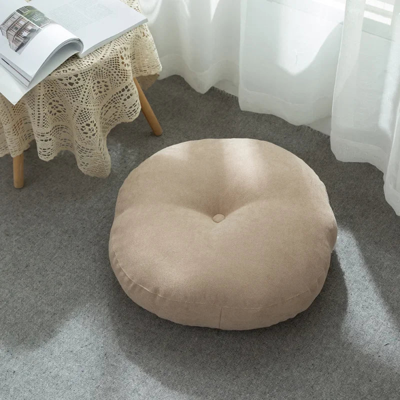 Premium Round Floor Seat Cushion – Soft Tatami Meditation & Yoga Pad – Breathable Cotton & Linen, Comfortable for Sitting