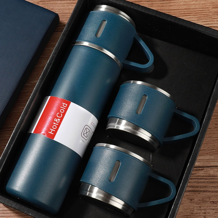 Luxus Edelstahl-Vakuumflasche 500ml - Schimmernde Business-Stil Thermoskanne, isolierte heiße & kalte Kaffeetasse mit tragbarem Kännchen, perfekt für Büro, Reisen, Sport und Geschenke.