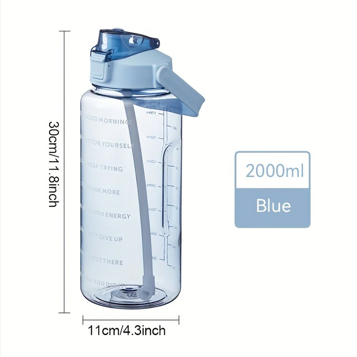 Premium 2L Water Bottle with Straw – Large Capacity Portable Sports Travel Bottle, High-Value Fitness Cup, Big Fat Design for