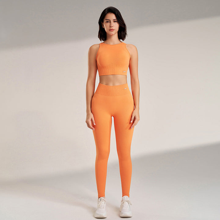 Premium Yoga-Bekleidungsset – Damen Hochtaillierte Leggings & Nahtloses Top – Bequeme Fitness- und Trainingsbekleidung – Ideal für Workout, Pilates und Yoga – Atmungsaktiv und unterstützend