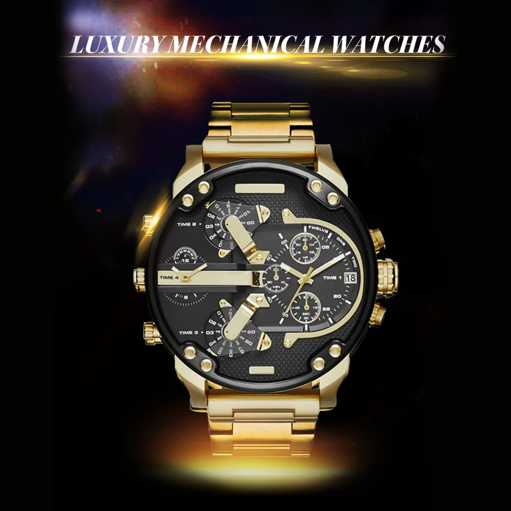 Premium Men's Sport Watch, Luxury Stainless Steel Analog Quartz, Fashionable Casual & Business Design, Large Dial, Calendar 