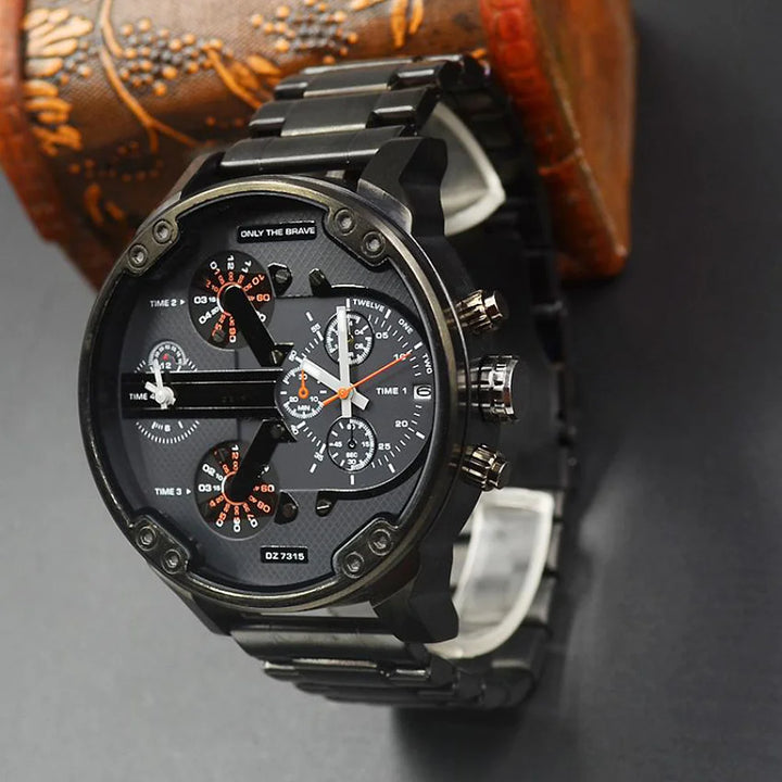 Premium Men's Sport Watch, Luxury Stainless Steel Analog Quartz, Fashionable Casual & Business Design, Large Dial, Calendar 