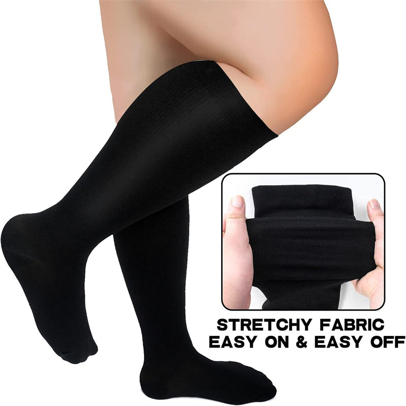 Premium Plus Size Compression Socks for Women & Men – 20-30mmHg Graduated Support – Open Toe, Toeless, Wide Calf – Medical