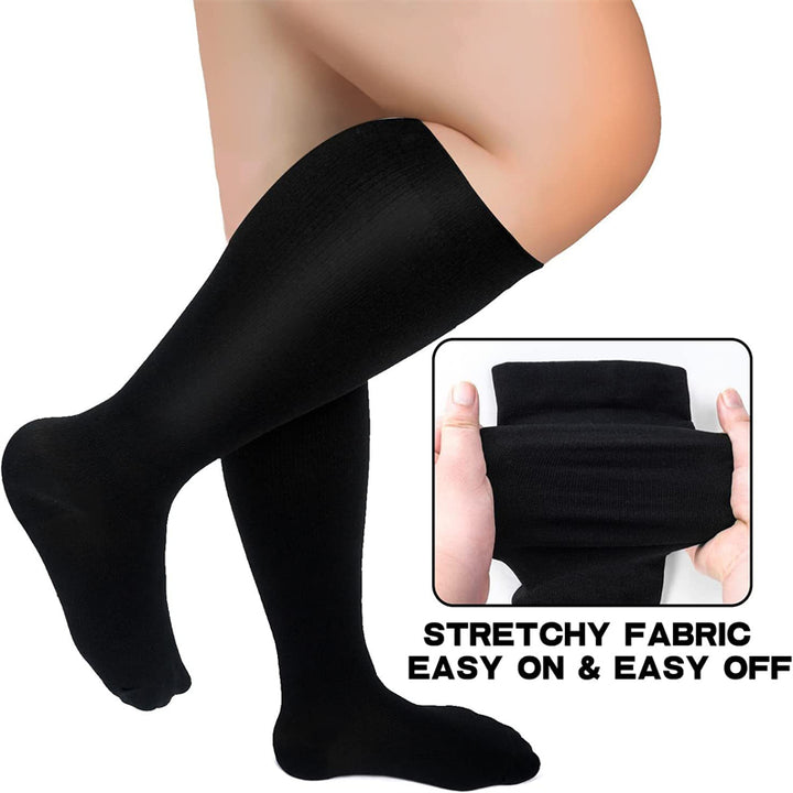 Premium Plus Size Compression Socks for Women & Men – 20-30mmHg Graduated Support – Open Toe, Toeless, Wide Calf – Medical