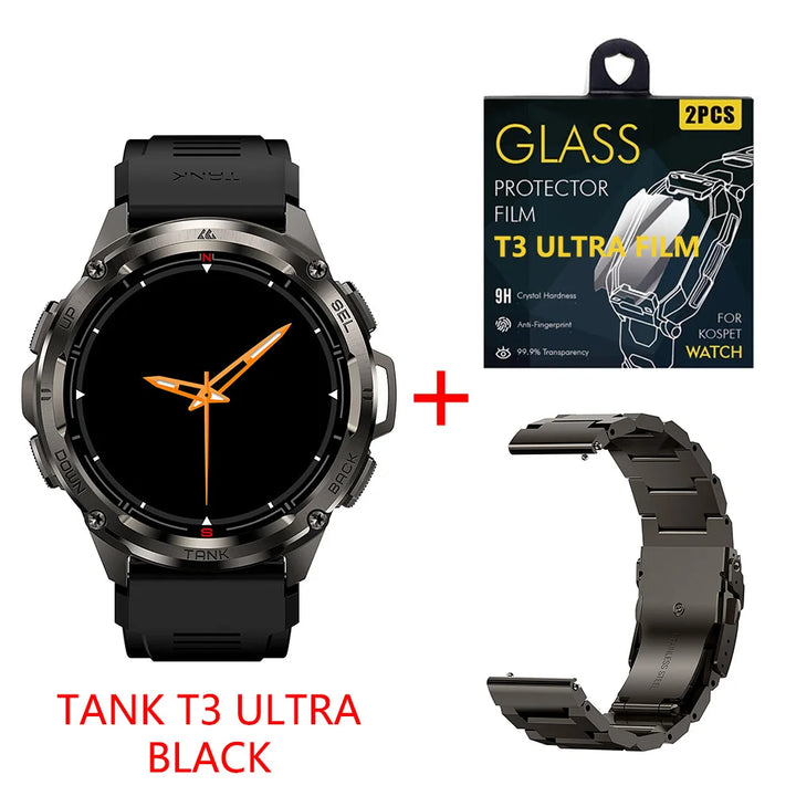 Premium Ultra GPS-Smartwatch für Herren, 470mAh AMOLED-Fitness-Tracker, Bluetooth, digitale Uhr mit AOD, Herzfrequenzmonitor, Aktivitätstracker und mehr