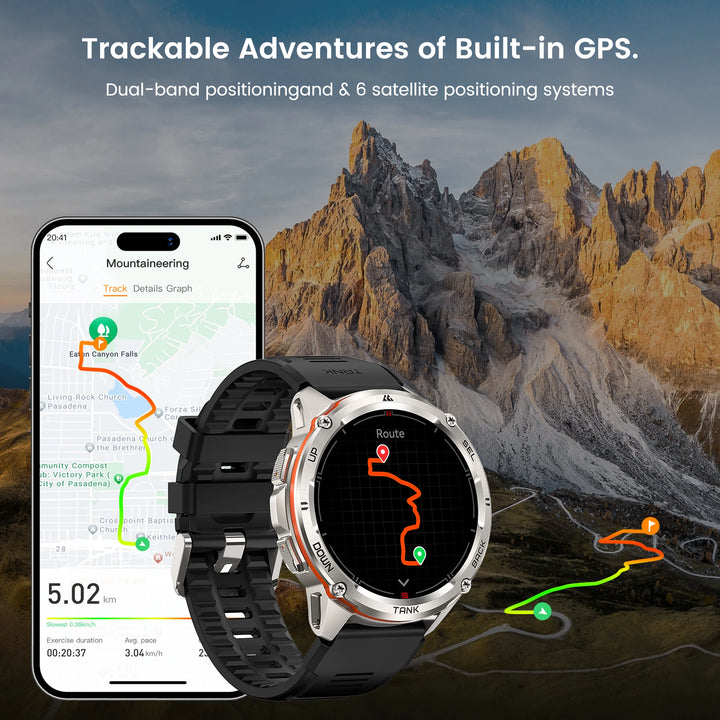 Premium Ultra GPS-Smartwatch für Herren, 470mAh AMOLED-Fitness-Tracker, Bluetooth, digitale Uhr mit AOD, Herzfrequenzmonitor, Aktivitätstracker und mehr
