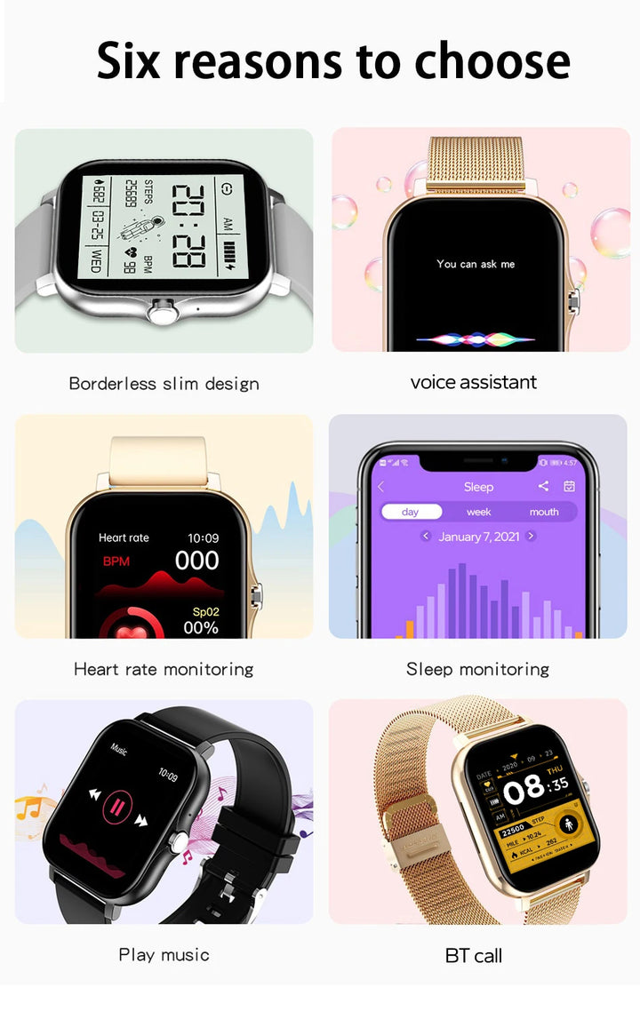 Luxus Smartwatch Android OS - 1.44" Voller Touch-Farbbildschirm, Bluetooth, Anpassbares Zifferblatt, für Männer und Frauen, Smartwatch mit Anruffunktion