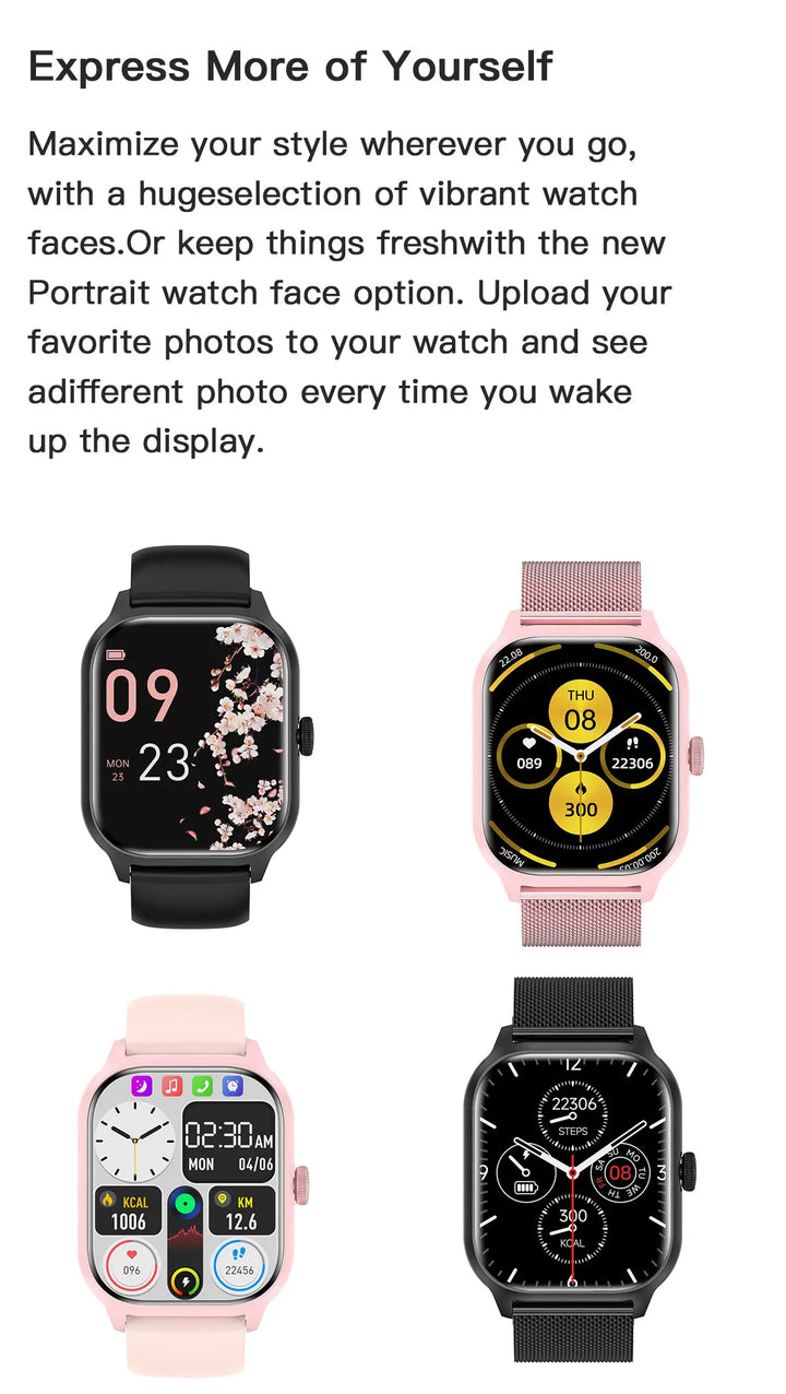 Luxus Smartwatch Android OS - 1.44" Voller Touchscreen, Bluetooth-Anruf, Musiksteuerung, Fitness-Tracker für Männer und Frauen, Gesundheitsmonitor