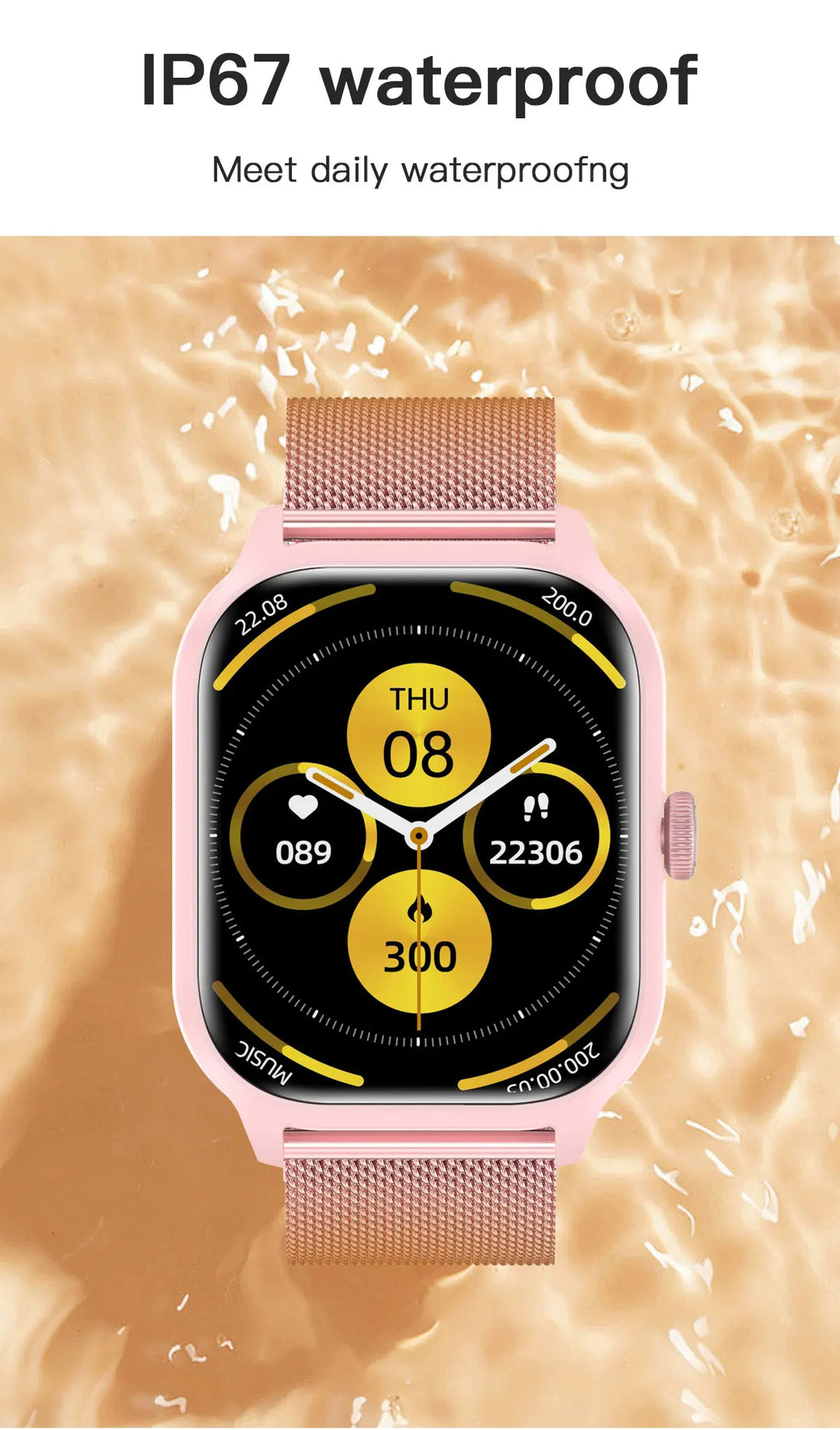 Luxus Smartwatch Android OS - 1.44" Voller Touchscreen, Bluetooth-Anruf, Musiksteuerung, Fitness-Tracker für Männer und Frauen, Gesundheitsmonitor