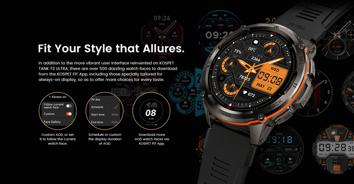 Premium Ultra GPS-Smartwatch für Herren, 470mAh AMOLED-Fitness-Tracker, Bluetooth, digitale Uhr mit AOD, Herzfrequenzmonitor, Aktivitätstracker und mehr