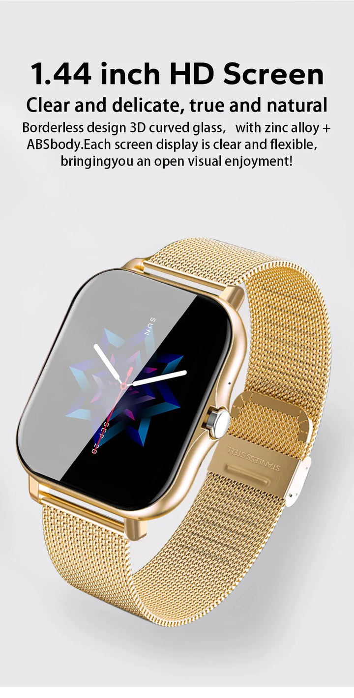 Luxus Smartwatch Android OS - 1.44" Voller Touch-Farbbildschirm, Bluetooth, Anpassbares Zifferblatt, für Männer und Frauen, Smartwatch mit Anruffunktion