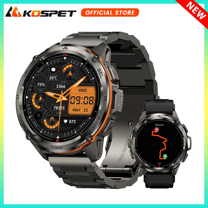 Premium Ultra GPS-Smartwatch für Herren, 470mAh AMOLED-Fitness-Tracker, Bluetooth, digitale Uhr mit AOD, Herzfrequenzmonitor, Aktivitätstracker und mehr