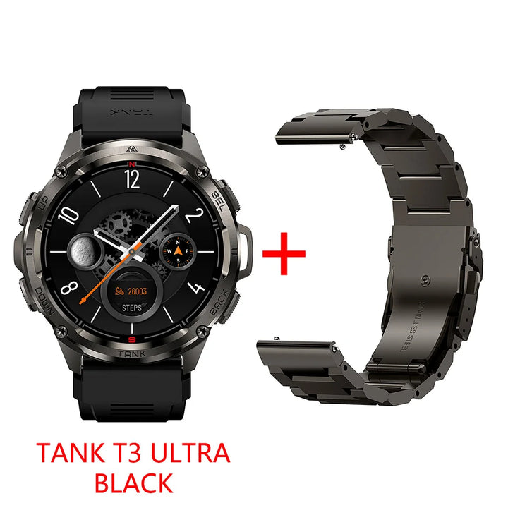 Premium Ultra GPS-Smartwatch für Herren, 470mAh AMOLED-Fitness-Tracker, Bluetooth, digitale Uhr mit AOD, Herzfrequenzmonitor, Aktivitätstracker und mehr