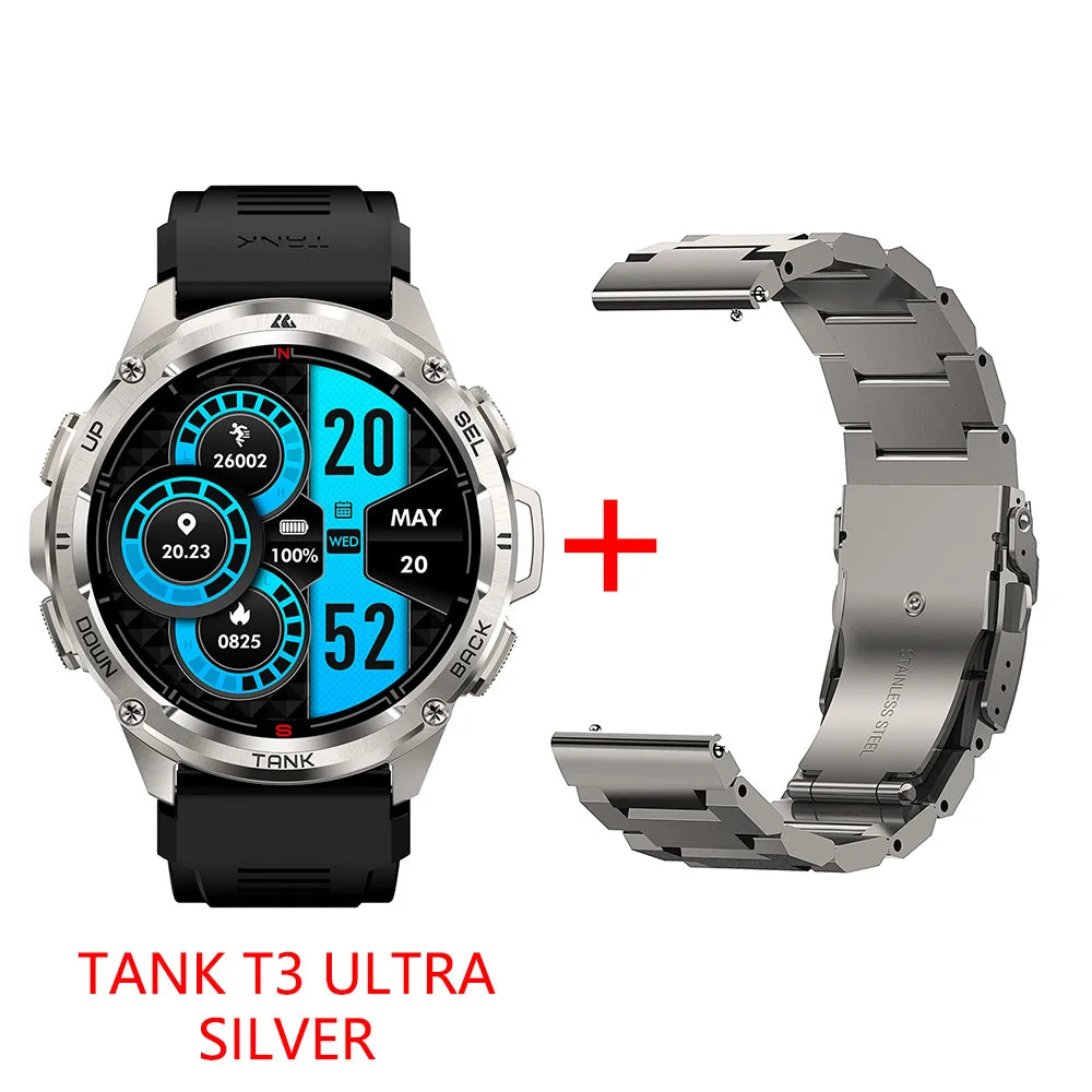 Premium Ultra GPS-Smartwatch für Herren, 470mAh AMOLED-Fitness-Tracker, Bluetooth, digitale Uhr mit AOD, Herzfrequenzmonitor, Aktivitätstracker und mehr