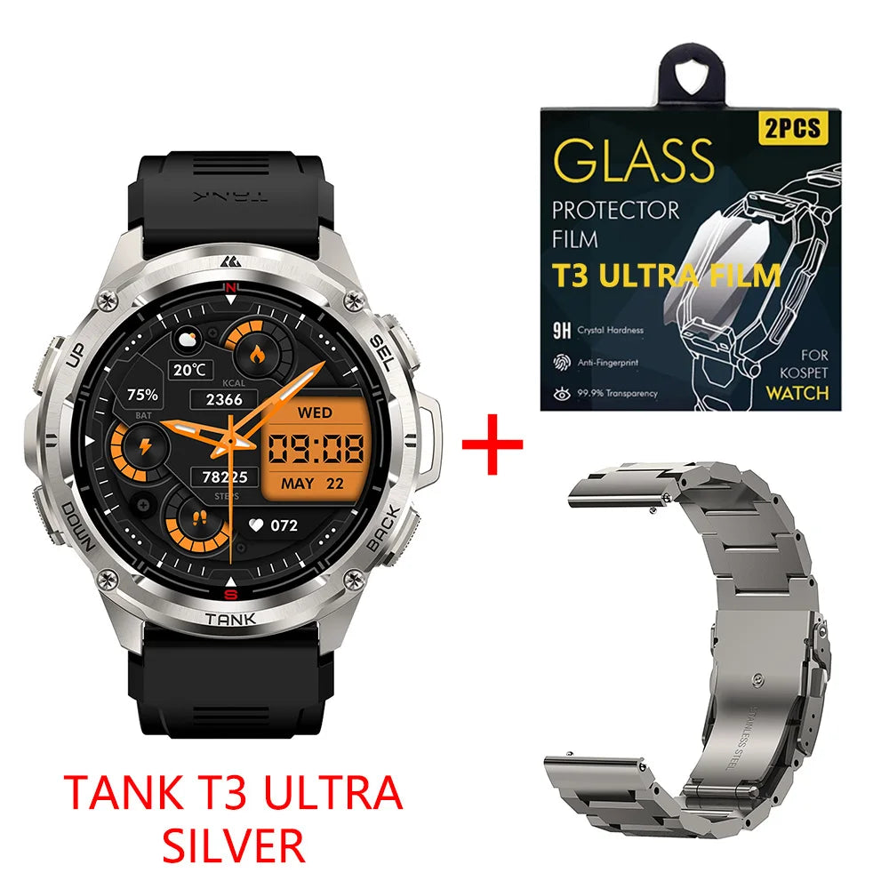 Premium Ultra GPS-Smartwatch für Herren, 470mAh AMOLED-Fitness-Tracker, Bluetooth, digitale Uhr mit AOD, Herzfrequenzmonitor, Aktivitätstracker und mehr