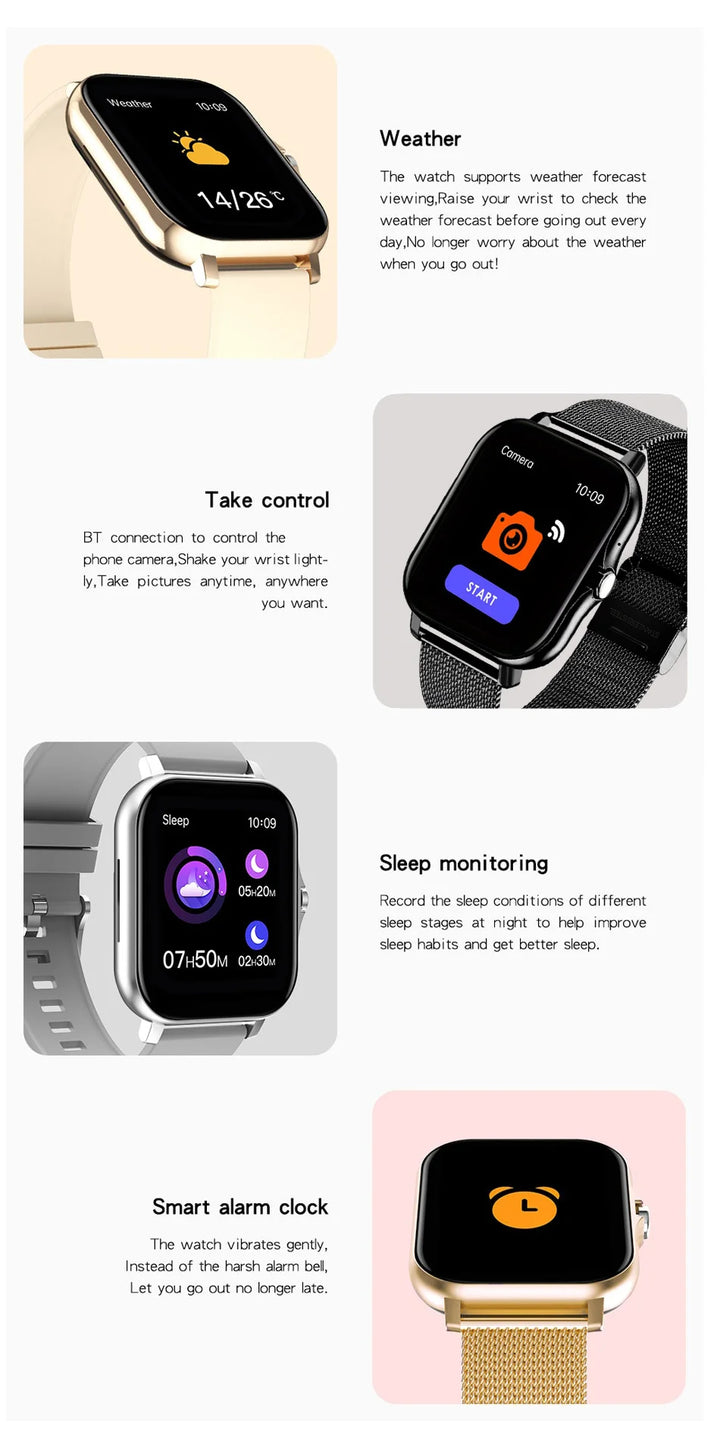 Luxus Smartwatch Android OS - 1.44" Voller Touch-Farbbildschirm, Bluetooth, Anpassbares Zifferblatt, für Männer und Frauen, Smartwatch mit Anruffunktion