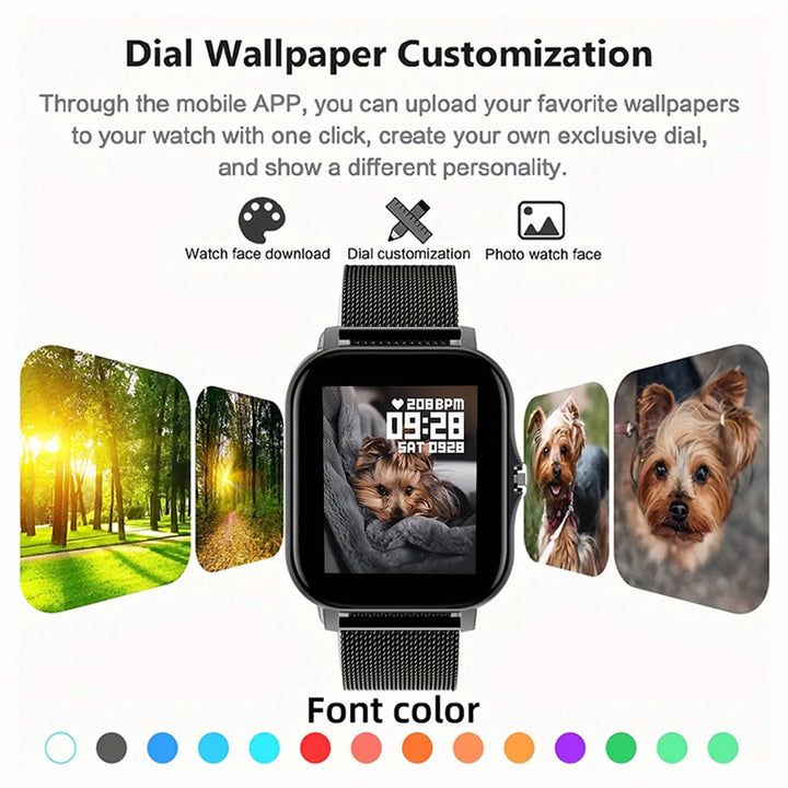 Luxus Smartwatch Android OS - 1.44" Voller Touch-Farbbildschirm, Bluetooth, Anpassbares Zifferblatt, für Männer und Frauen, Smartwatch mit Anruffunktion