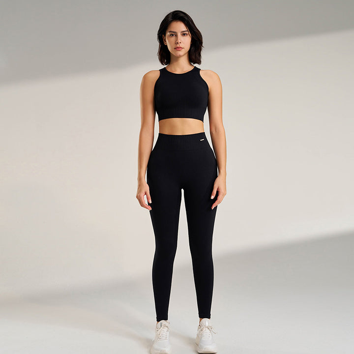 Premium Yoga-Bekleidungsset – Damen Hochtaillierte Leggings & Nahtloses Top – Bequeme Fitness- und Trainingsbekleidung – Ideal für Workout, Pilates und Yoga – Atmungsaktiv und unterstützend