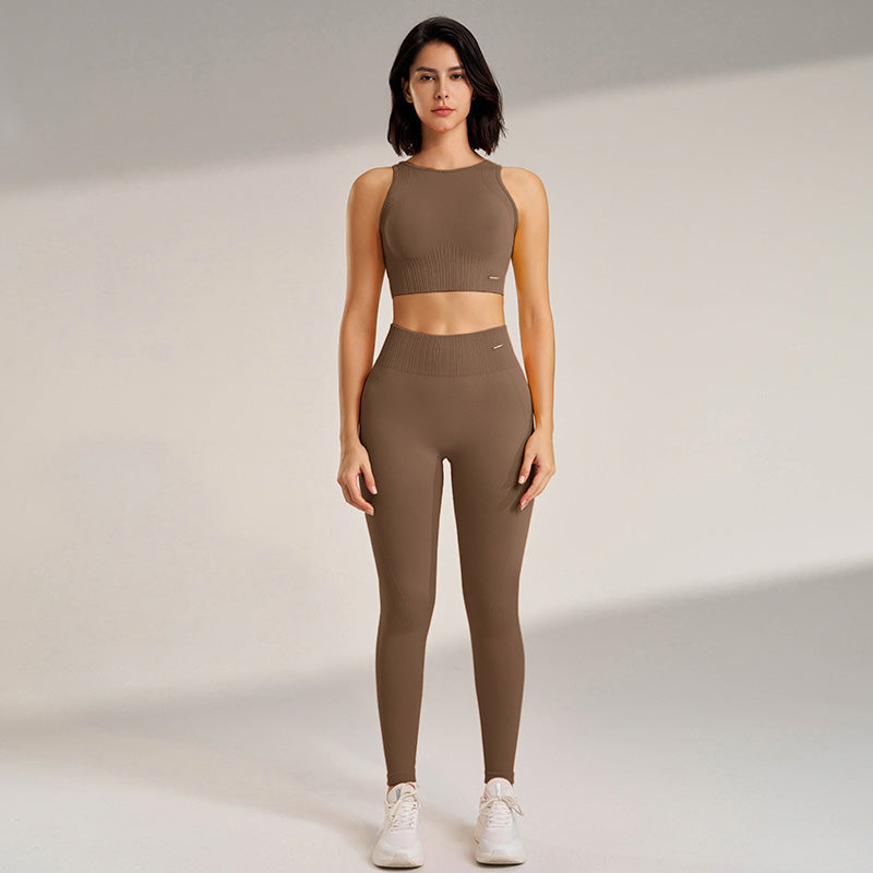 Premium Yoga-Bekleidungsset – Damen Hochtaillierte Leggings & Nahtloses Top – Bequeme Fitness- und Trainingsbekleidung – Ideal für Workout, Pilates und Yoga – Atmungsaktiv und unterstützend