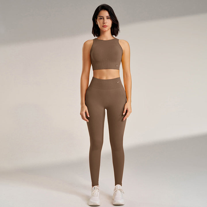 Premium Yoga-Bekleidungsset – Damen Hochtaillierte Leggings & Nahtloses Top – Bequeme Fitness- und Trainingsbekleidung – Ideal für Workout, Pilates und Yoga – Atmungsaktiv und unterstützend
