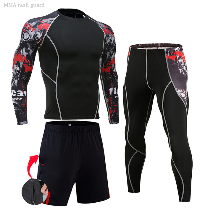 Premium Men’s Compression Sportswear Set – Gym Tights & Rashguard, Workout & Running Tracksuit, Training Clothes for Jogging