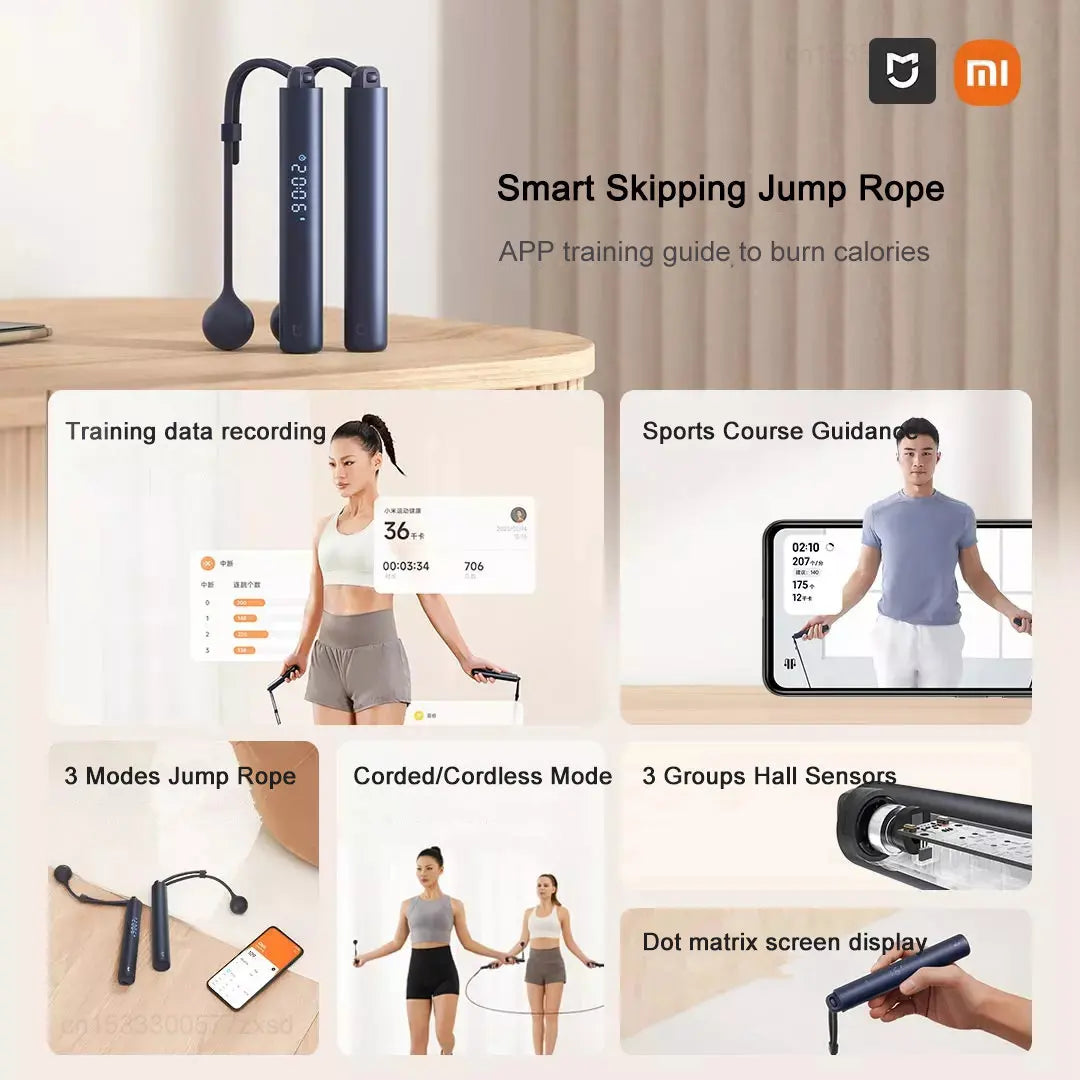 Premium Smart Skipping Jump Rope with Digital Counter & App Control – Calorie Calculator, 3m Rope, Type-C Charging for
