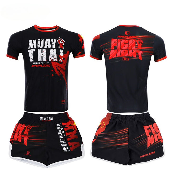 Premium MMA Boxing Training Set – UFC Fighting Suit for Men, Women & Children, Breathable Quick Dry Short Sleeve Sports Wear