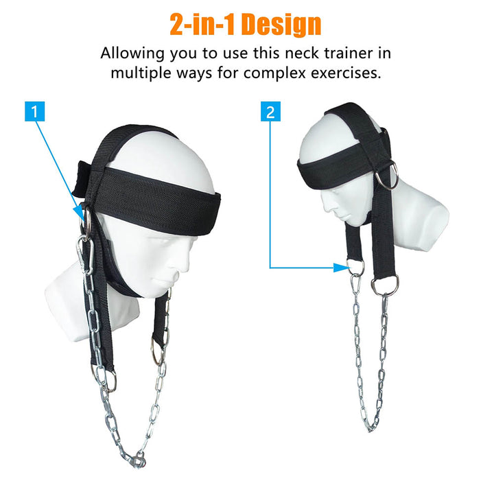 Premium Neck Training Harness for Strength & Muscle Power - Adjustable Head & Neck Weight Lifting Strap - Gym Fitness 