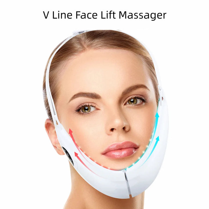 Luxus V-Gesichts-Massager – 5 Modi Rot- & Blaulicht Gesichtsbeauty-Gerät, Anti-Aging, Hautstraffung, Lifting V-Linie Instrument, Wiederaufladbar, Leichtes Design für Heim-Spa-Behandlungen